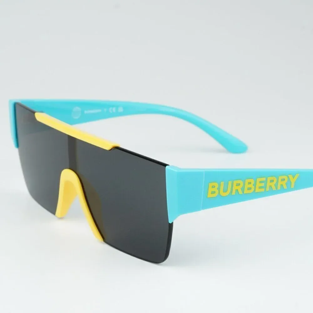 NEW Burberry JB4387 405087 KIDS Yellow Blue Dark Grey Shield Unisex Sunglasses